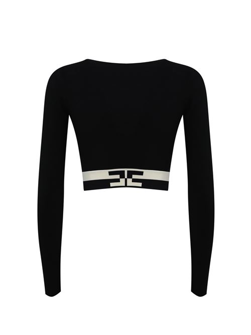 Top cropped in viscosa con bande logo Elisabetta Franchi | MK55S46E2685